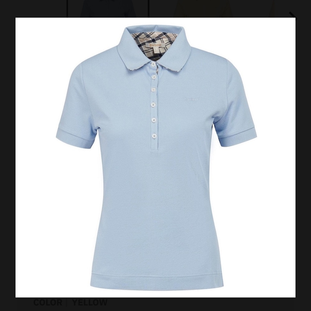 Barbour Luxury Women’s US Size 6 Portsdown Polo Shirt 6 Button Front Breeze Blue